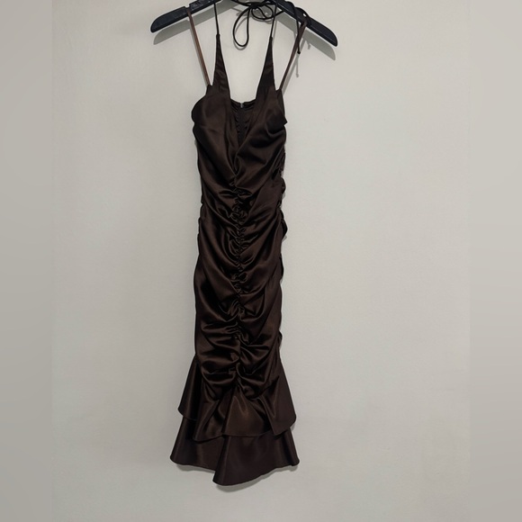 Cache Chocolate Brown Ruched Dress - Picture 1 of 6
